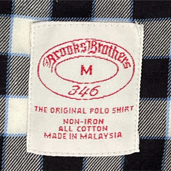 Brooks Brothers 346 Sz Mens M Non-Iron B&W Checked Long-Sleeve Button-Down Shirt - Picture 4 of 12